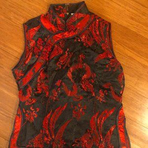 Vintage/Antique 100% Silk Chinese Sleeveless Blouse w/Dragons!